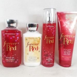 BATH BODY WORKS FOREVER RED 4 FULL SIZE SET BUNDLE